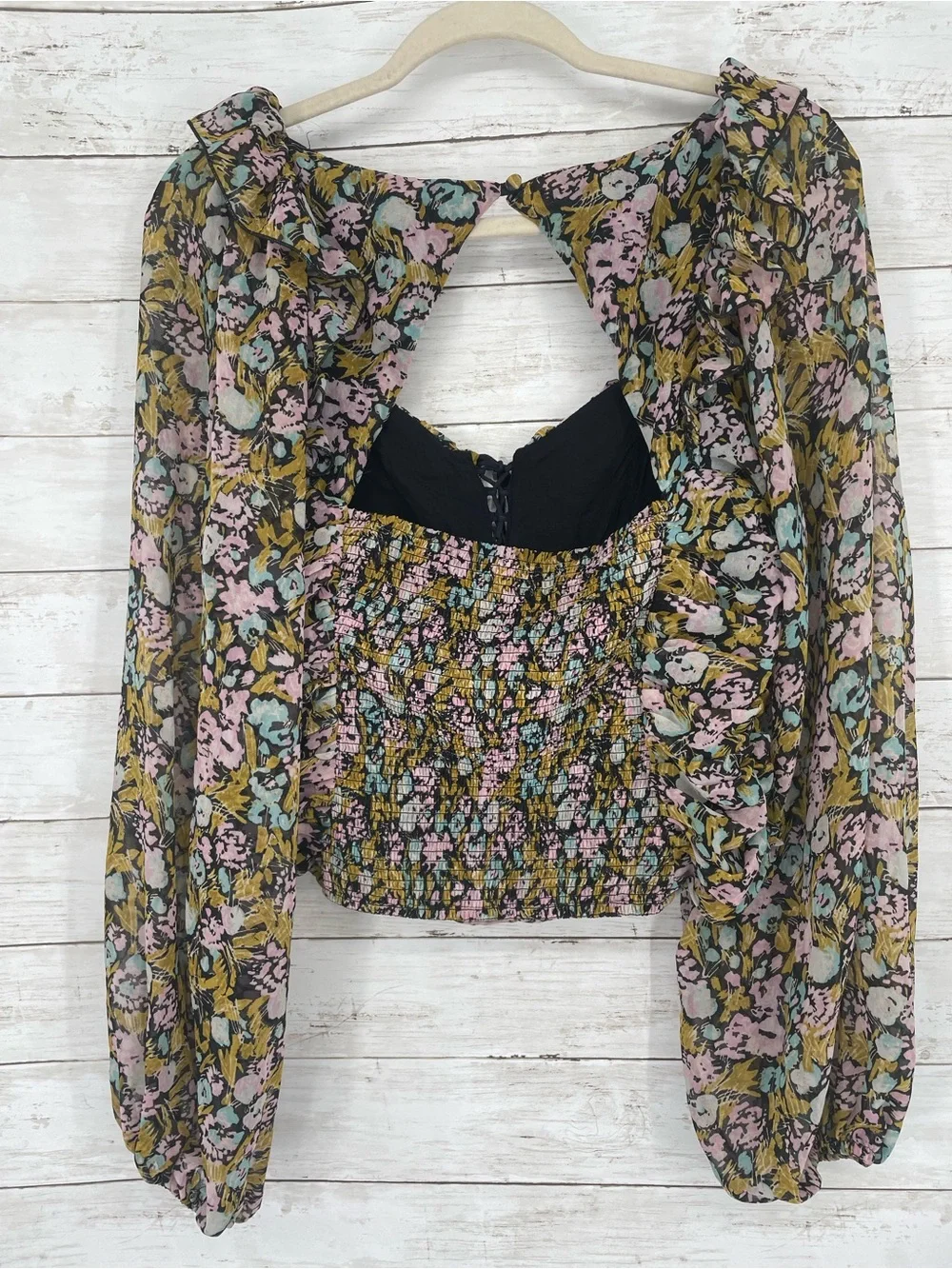 Free People Mabel Garden Comb Size L Ruffle Ruched Milkmaid Cottage Core